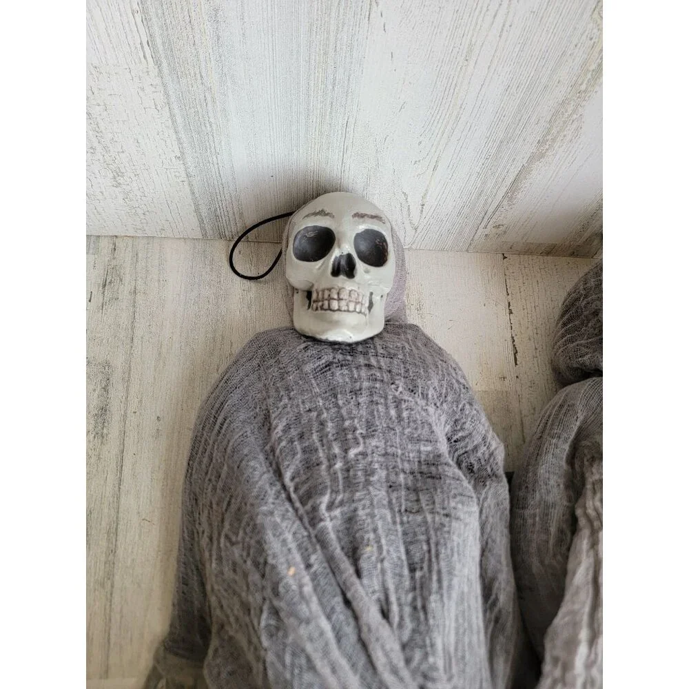 Scary grim reaper grey hanging skeleton Halloween set prop‎ decor